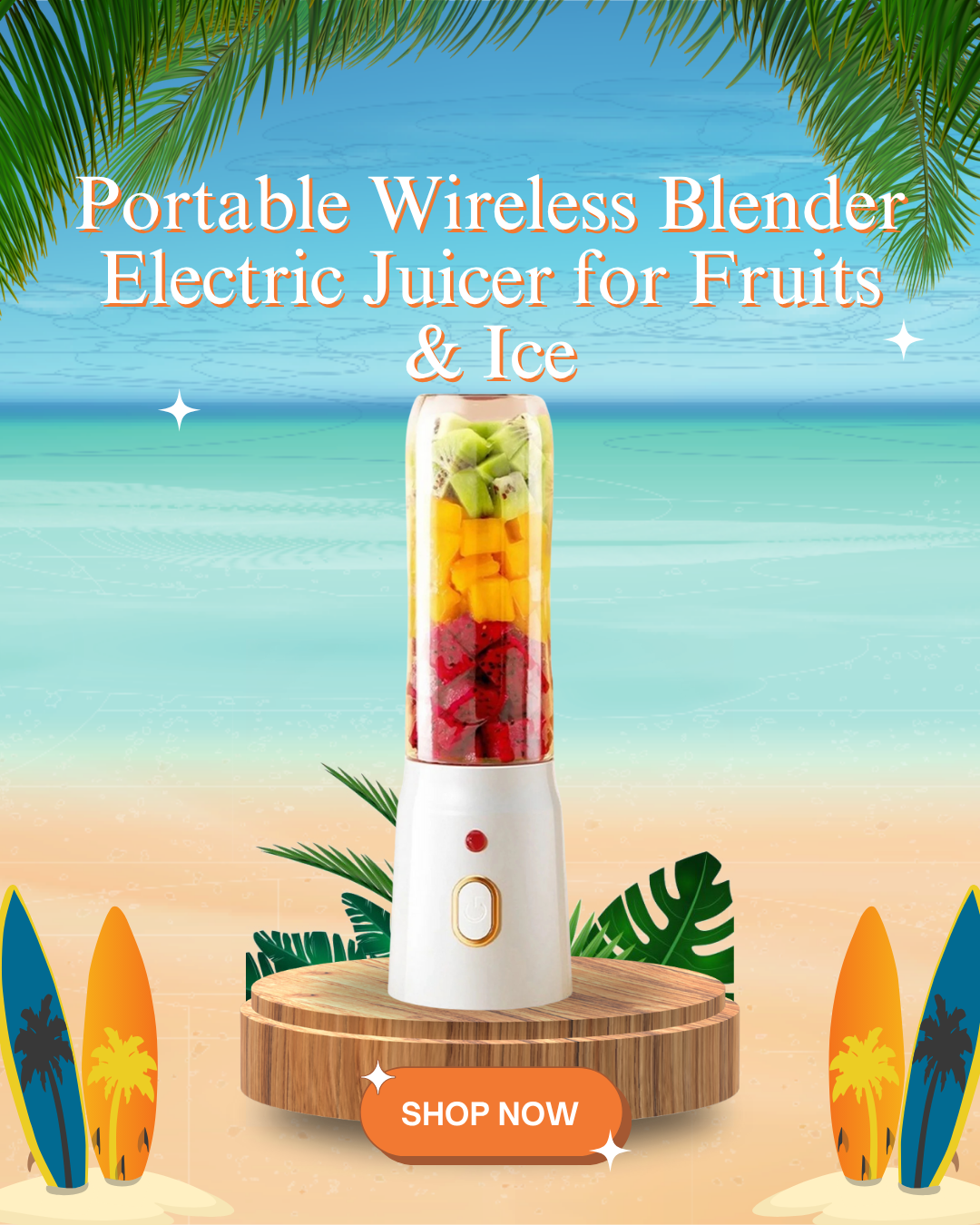 🥤 Portable Wireless Blender – Electric Juicer for Fruits & Ice