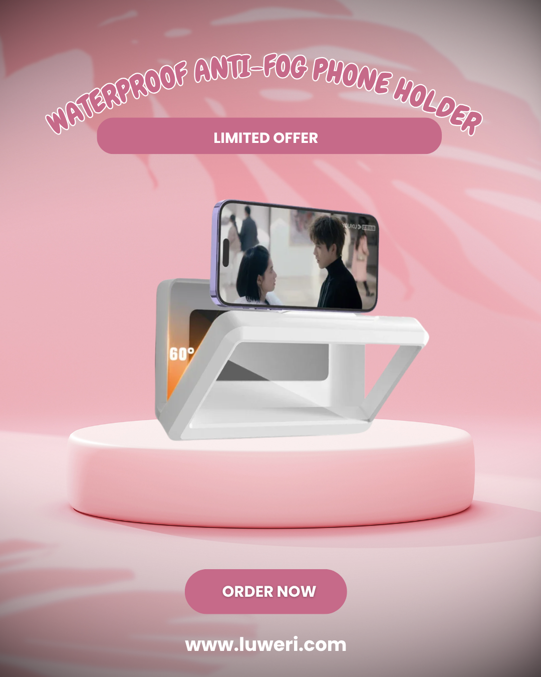Shower-Friendly Waterproof Phone Holder with Anti-Fog Touch Screen