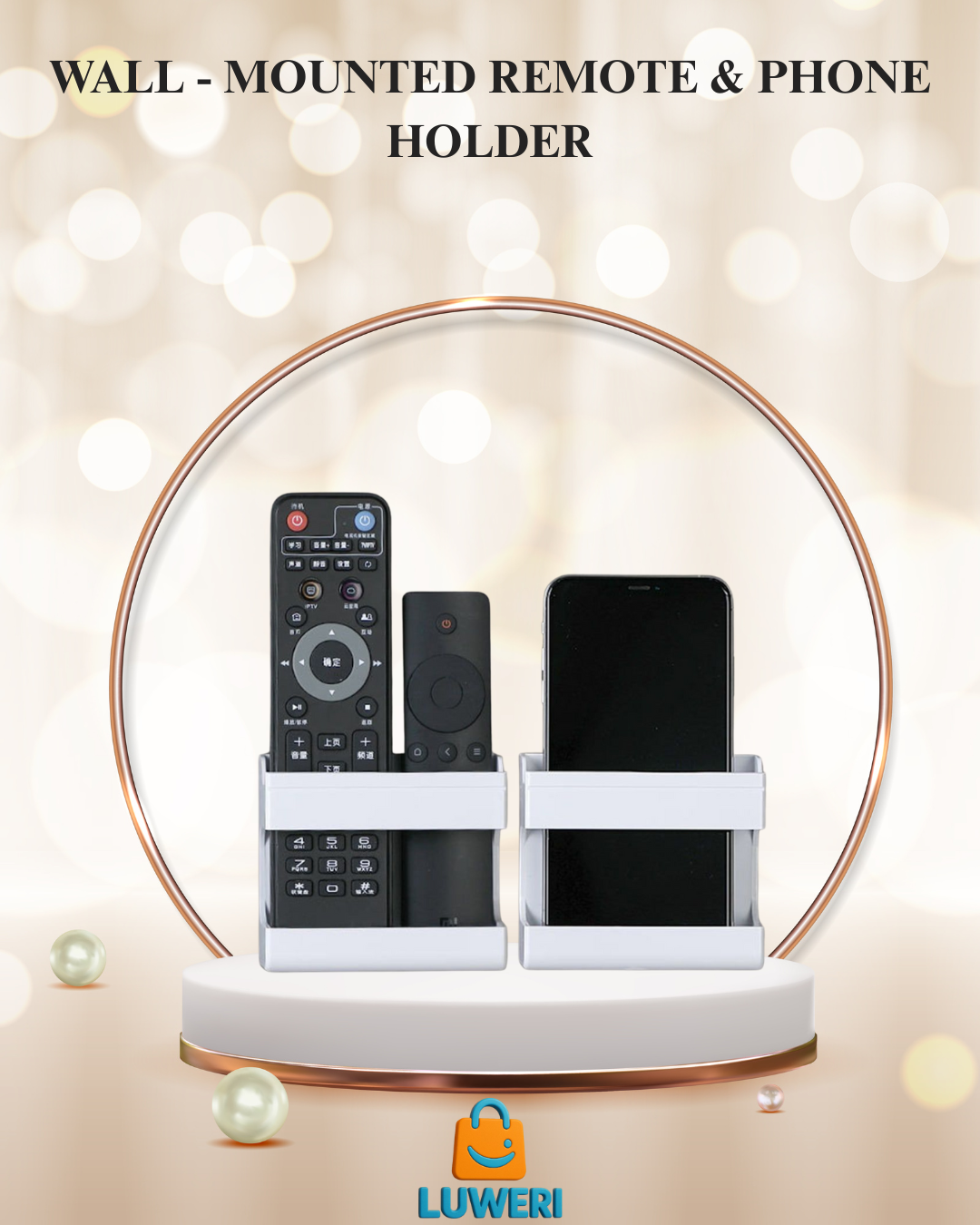 Wall-Mounted Remote & Phone Holder