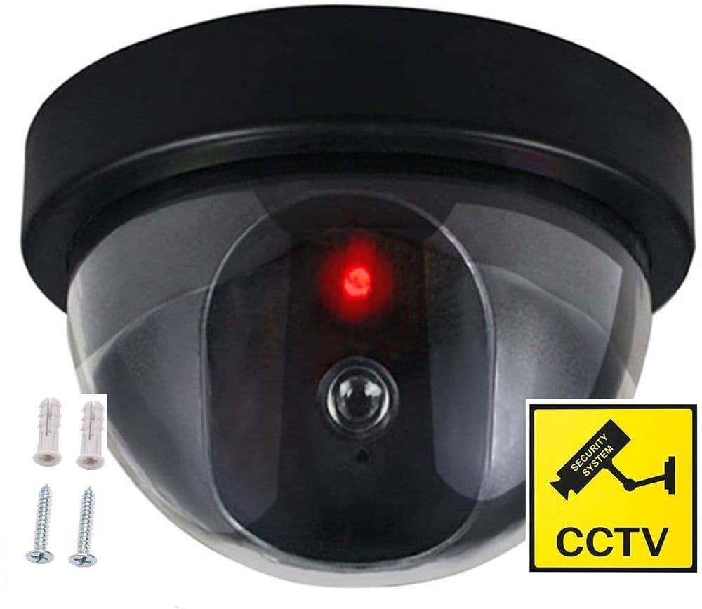 Dummy Dome Security Camera – Flashing LED, Indoor/Outdoor