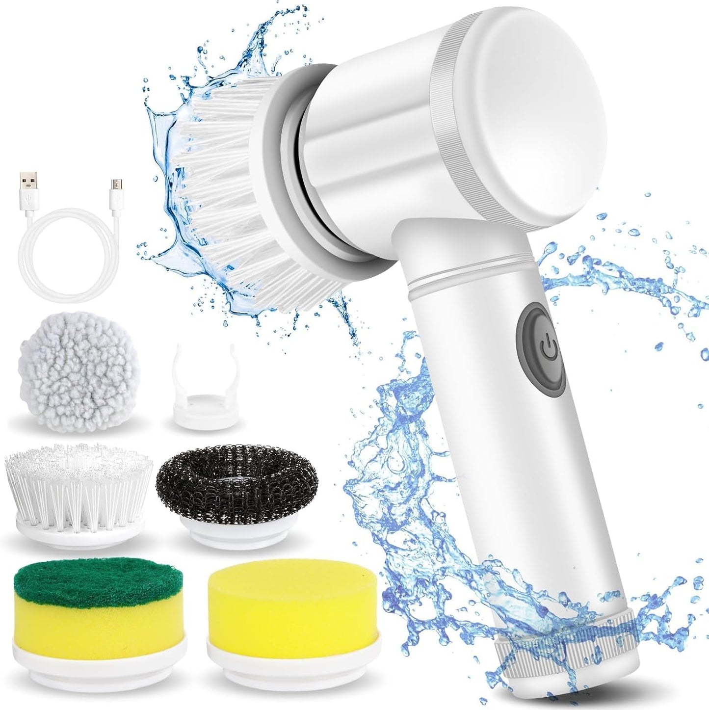 Cordless Electric Rotary Scrubber – 5 Brush Heads