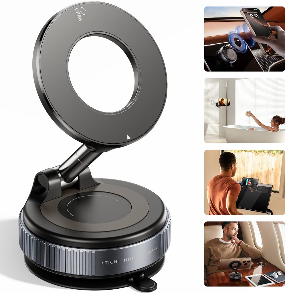 Magnetic Vacuum Adsorption Phone Mount – 360° Folding Stand