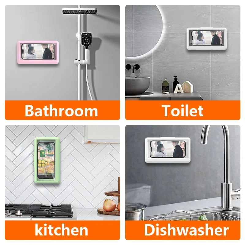 Shower-Friendly Waterproof Phone Holder with Anti-Fog Touch Screen