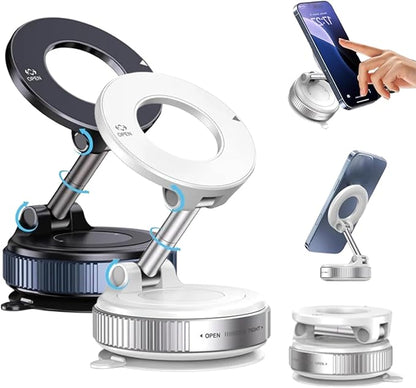 Magnetic Vacuum Adsorption Phone Mount – 360° Folding Stand