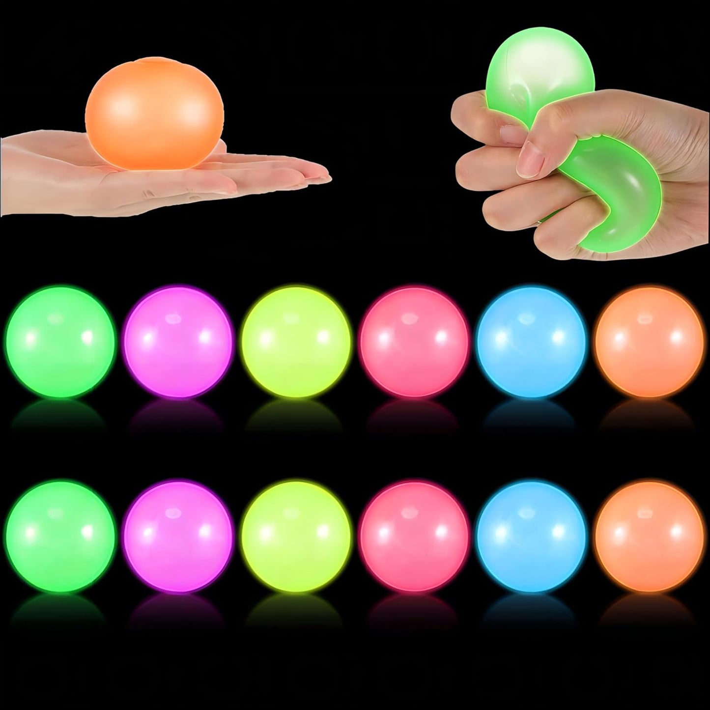 Sticky Glow Balls – 2pcs | Fun, Glow-in-the-Dark Stress Relief