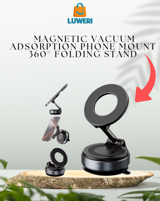 Magnetic Vacuum Adsorption Phone Mount – 360° Folding Stand